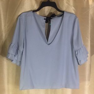 GUC Topshop Pastel Blue Ruffle Sleeve Top, 8